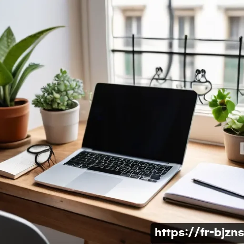 로우코스트 비즈니스 모델을 위한 초보자 가이드 - A cozy small business owner’s workspace in a bright Parisian apartment, featuring a laptop open to G...