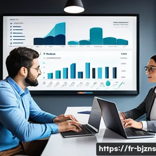 Home 32 로우코스트 비즈니스 모델을 위한 데이터 분석 활용법 - A modern French small business office scene showing a diverse team of professionals analyzing detail...